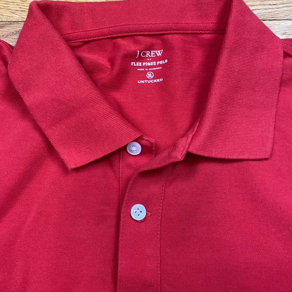 J Crew Flex Pique Polo Mens XL Red‎ Untucked Fit Short Sleeve Preppy Classic